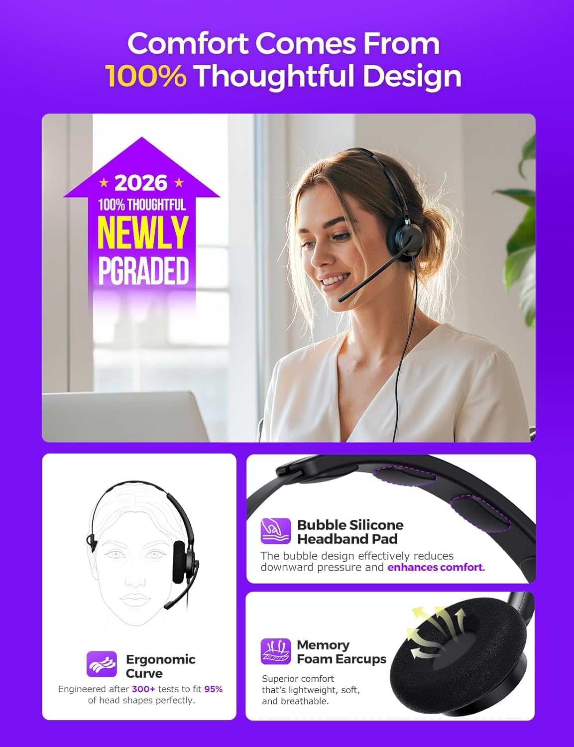 Acpanore Auriculares de computadora para PC con micrófono, auricula...