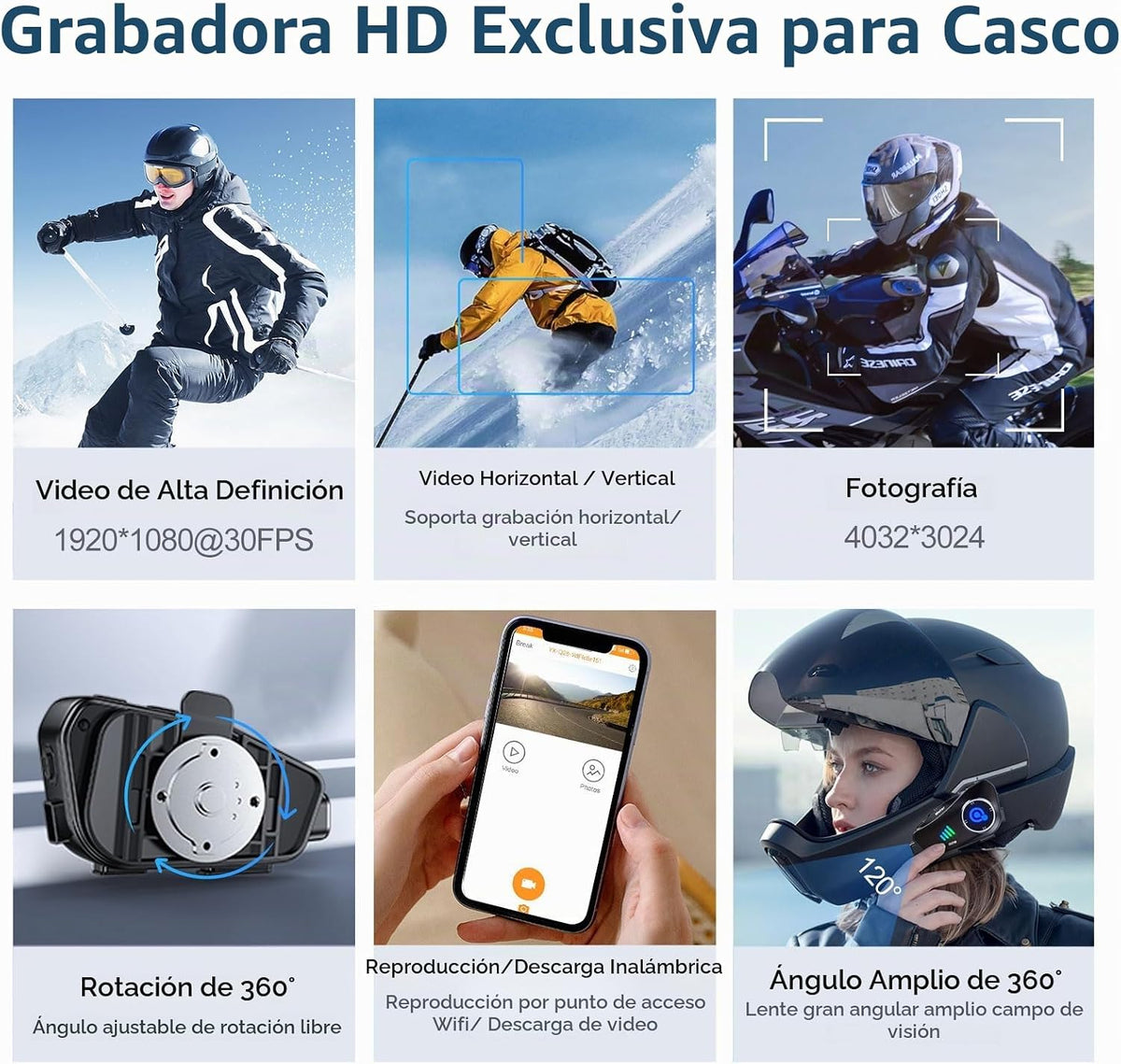 BTQILEYOO Auriculares de Bluetooth para Casco de Motocicleta, Graba...