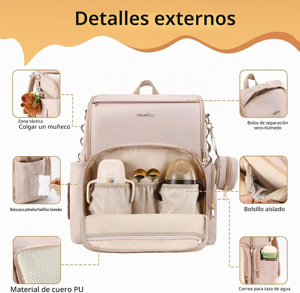 vosmles Elegante bolsa de pañales para bebé, bolsa de bebé con camb...