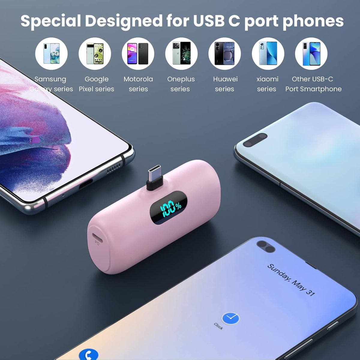 [Paquete de 2] Cargador portátil para iPhone 17\/16\/15, mini USB C...