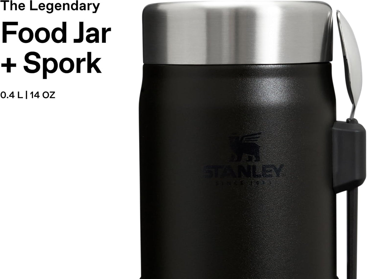 STANLEY 1913 Tarro de comida clásico con tenedor 0,4 L - Negro | Ma...
