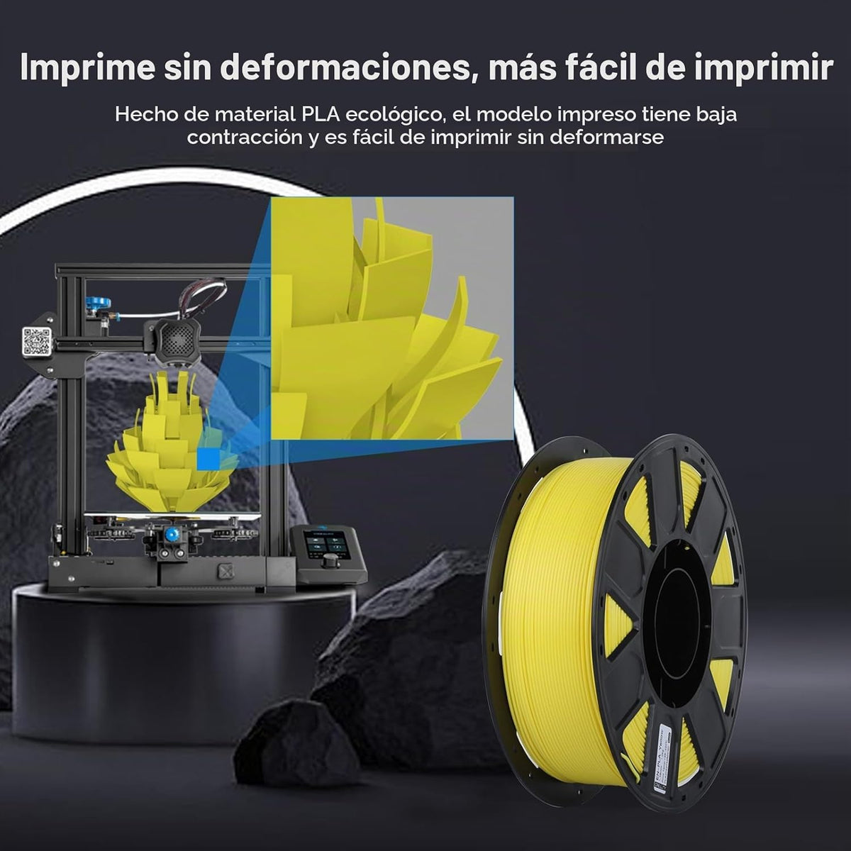 Creality Filamento PLA para impresora 3D de 0.07 in, 2.2 lbs, amari...