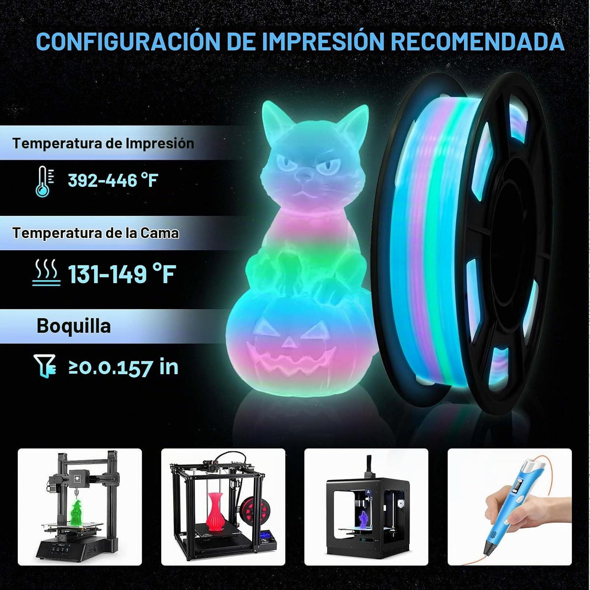 Frucindra Filamento de ácido poliláctico (PLA) + para impresora 3D...