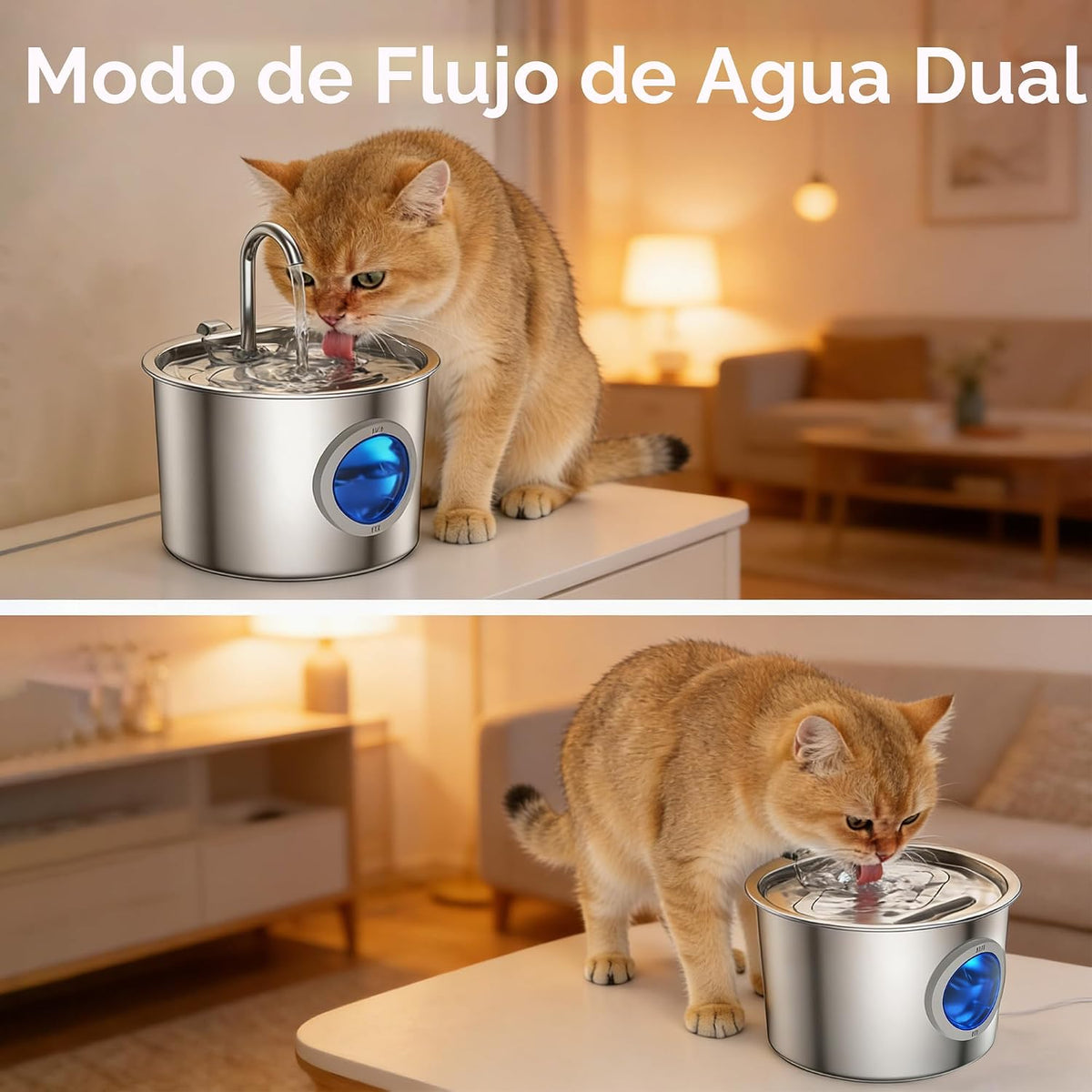 Fuente de agua para gatos de acero inoxidable 304 avanzado 2.2L\/74...