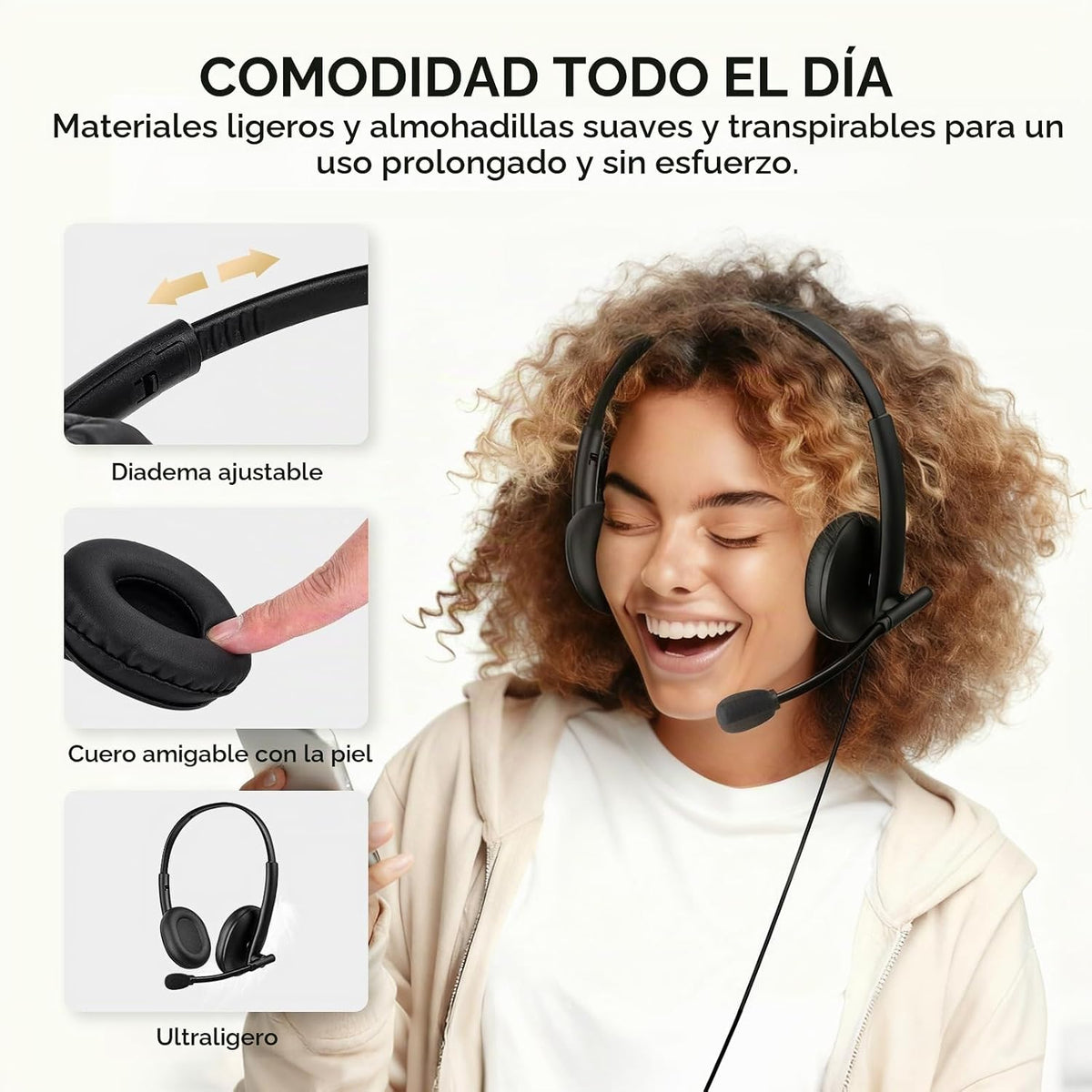 Auriculares USB con micrófono con cancelación de ruido, USB-C\/USB-...