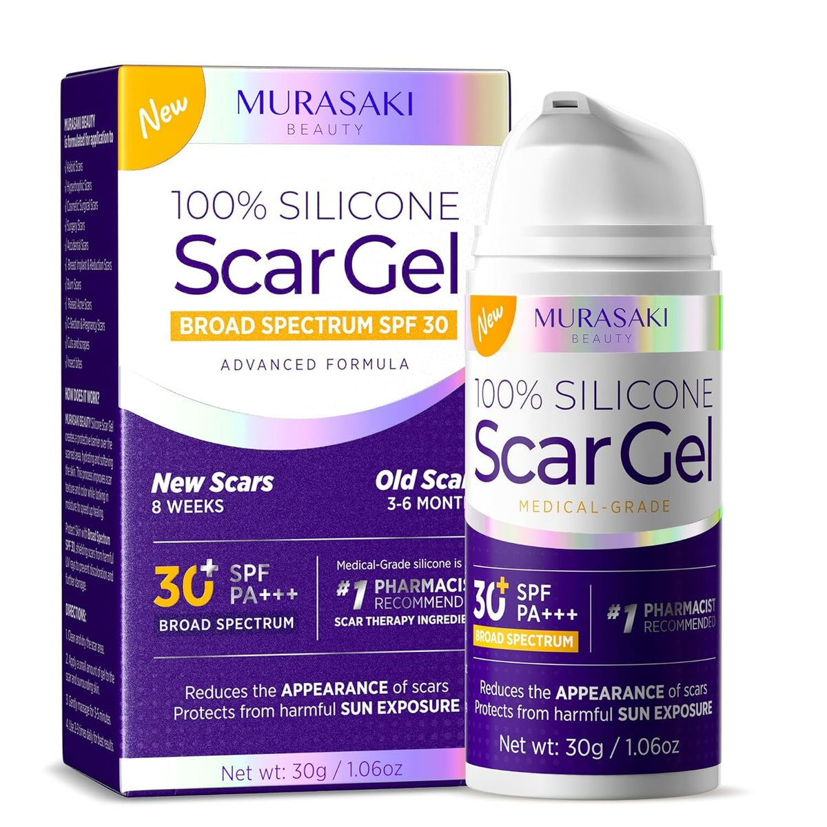 Crema de silicona para cicatrices de gel para cicatrices, SPF 30 fó...
