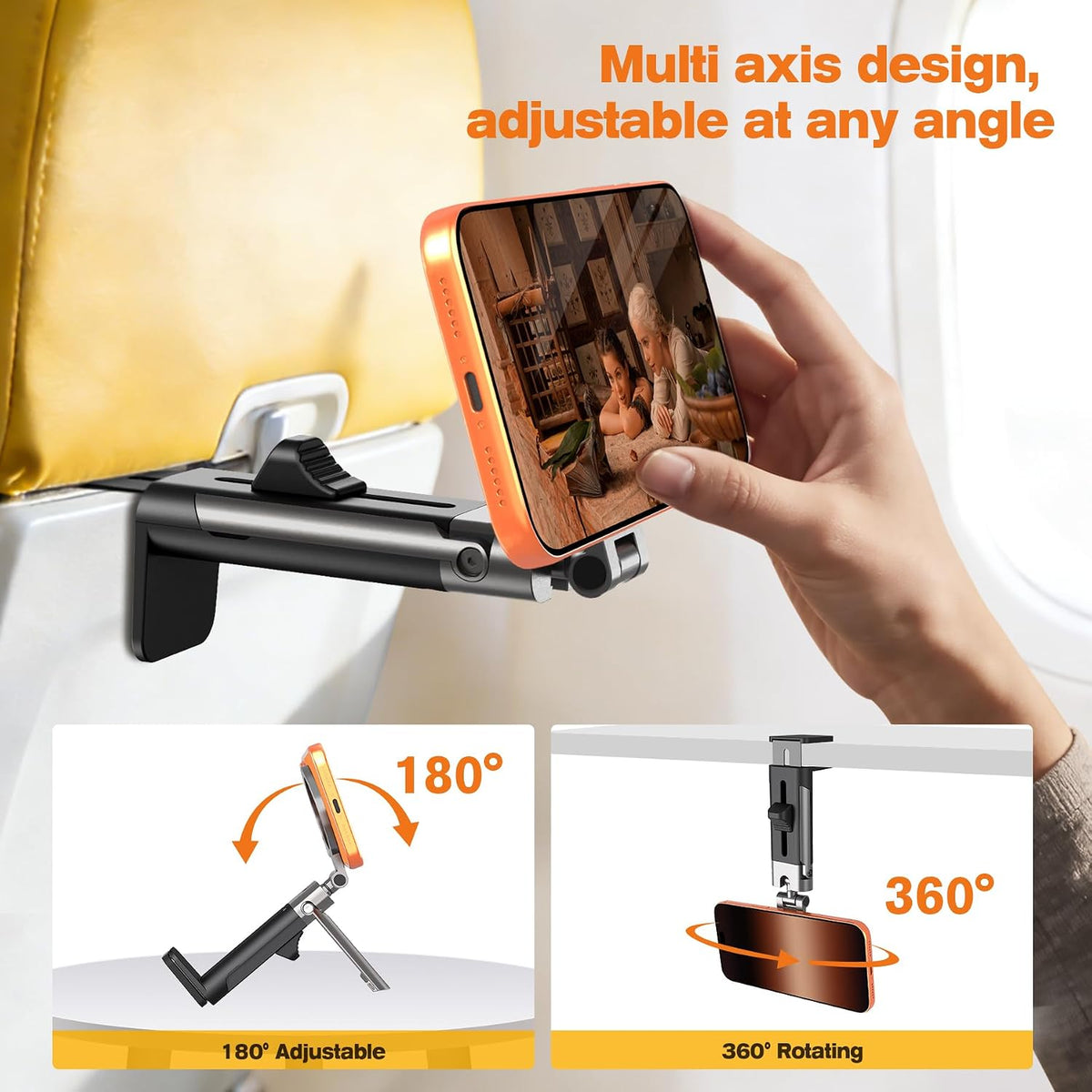 Soporte para teléfono de viaje, soporte para avión 2 en 1 y trípode...