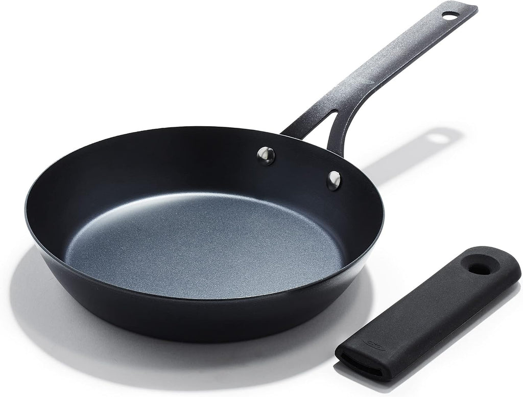 OXO Sartén de acero al carbono pre-sazonado obsidiana, sartén de 8...