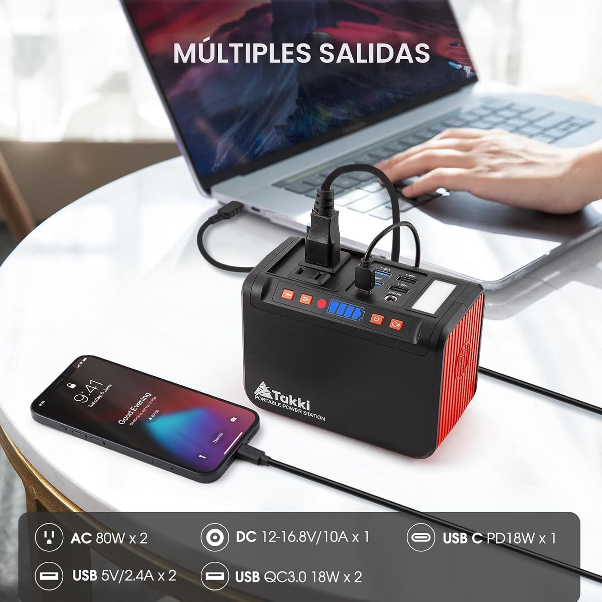 Takki Generador solar portátil de 111 Wh con panel solar plegable d...