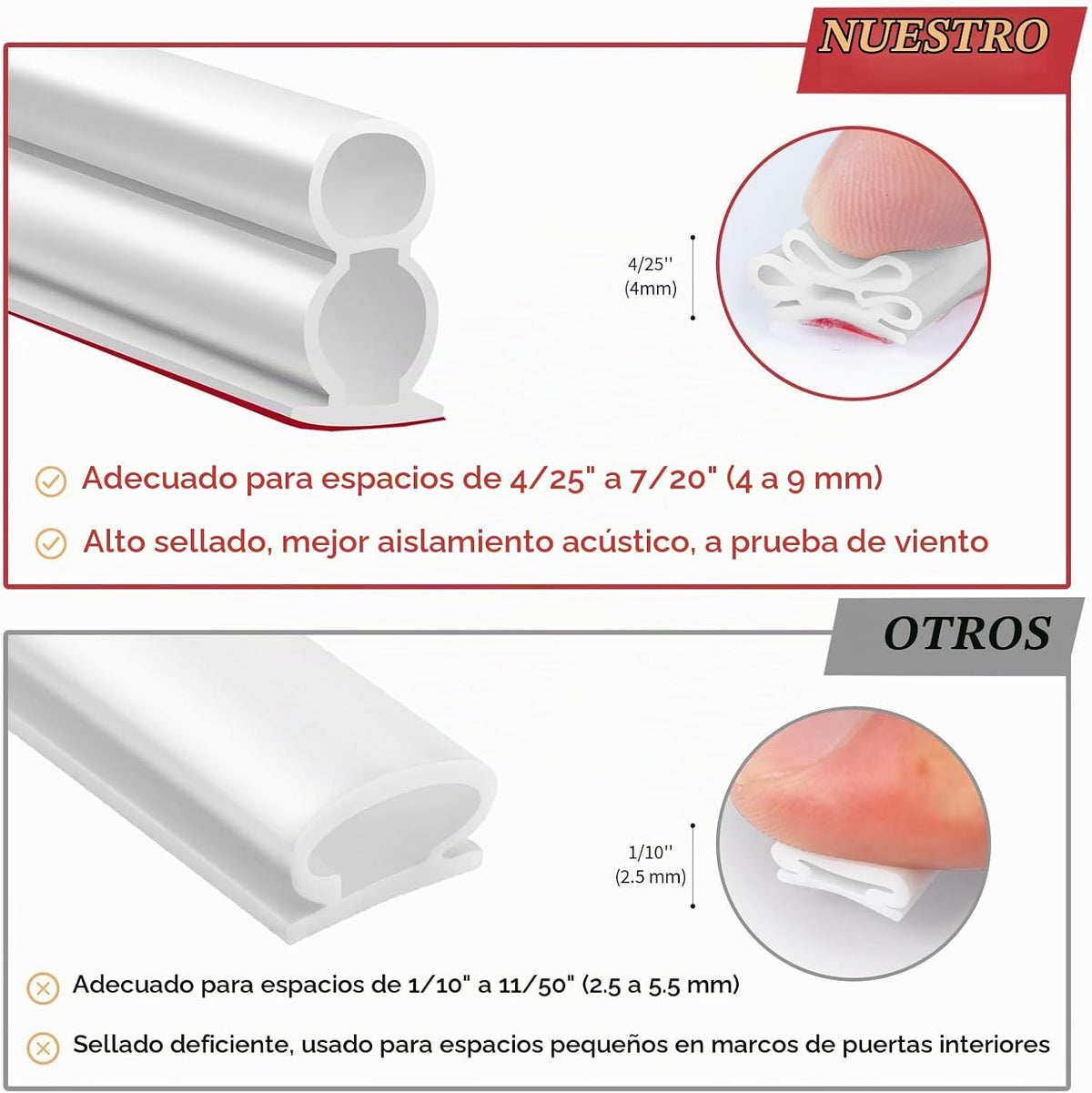 BISOTHAI Burlete de goma para clima de 40 pies para sellado de puer...