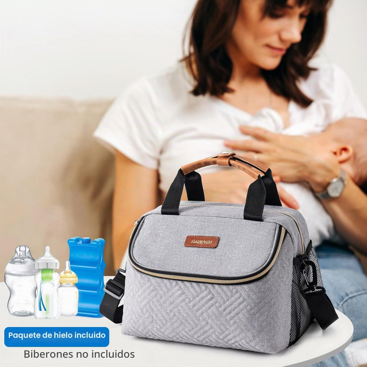 Bolsa térmica para leche materna BABEYER con paquete de hielo, se a...