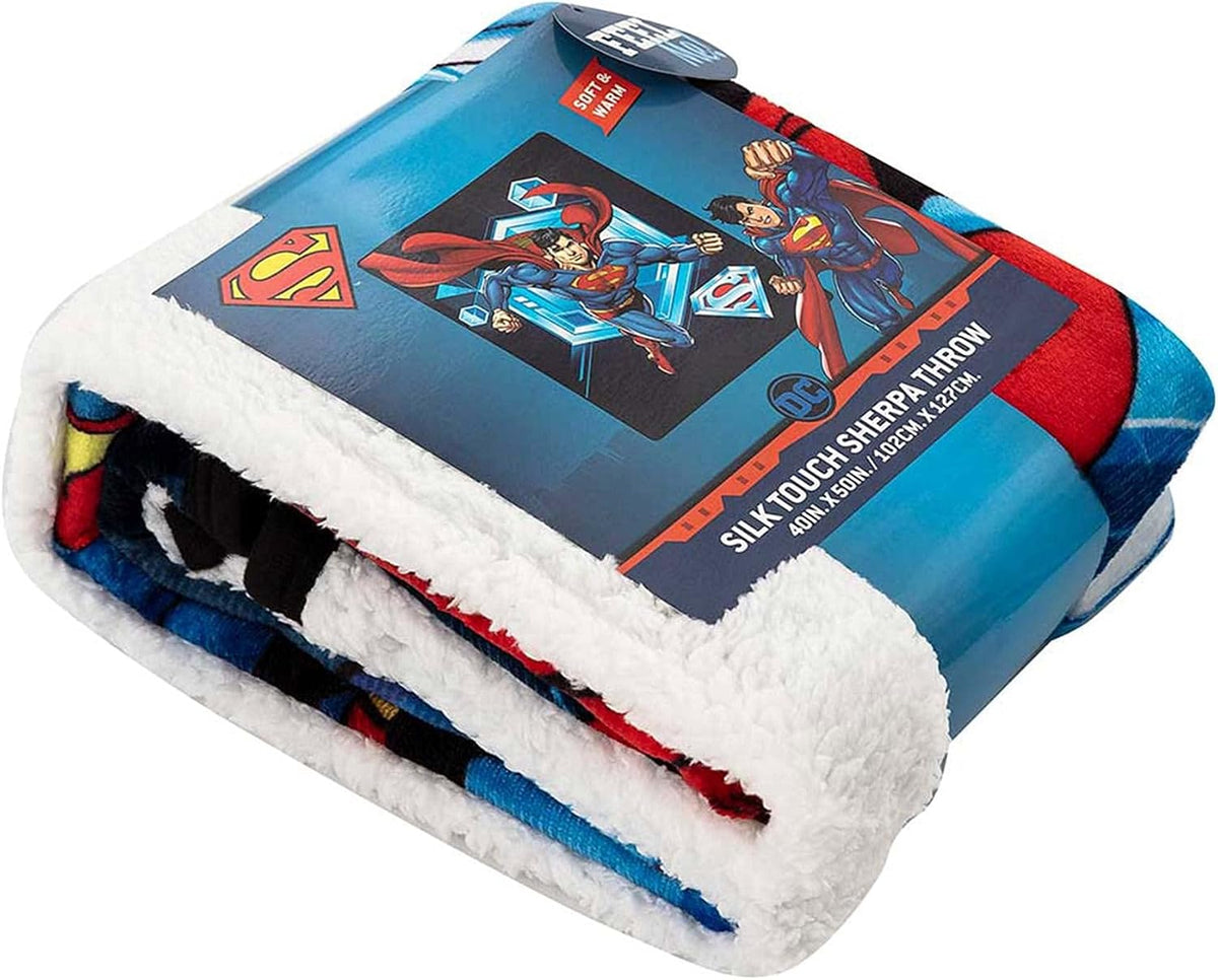 Northwest DC - Superman - Manta Sherpa de seda táctil, 40 x 50 pulg...