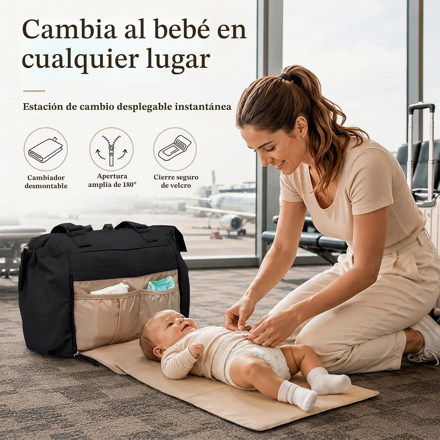MOMINSIDE Bolsa de pañales con cambiador de pañales, bolsa de pañal...