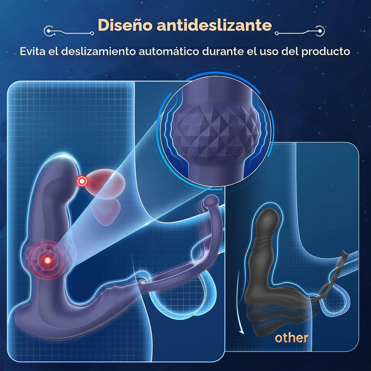 BEISAR - Masajeador de próstata vibrador anal, vibrador de empuje,...