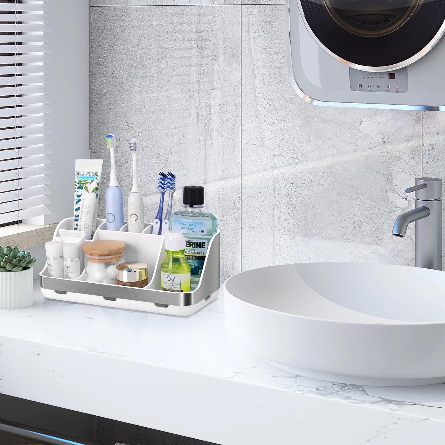 GFWARE Soporte para cepillos de dientes para baño, organizador de e...