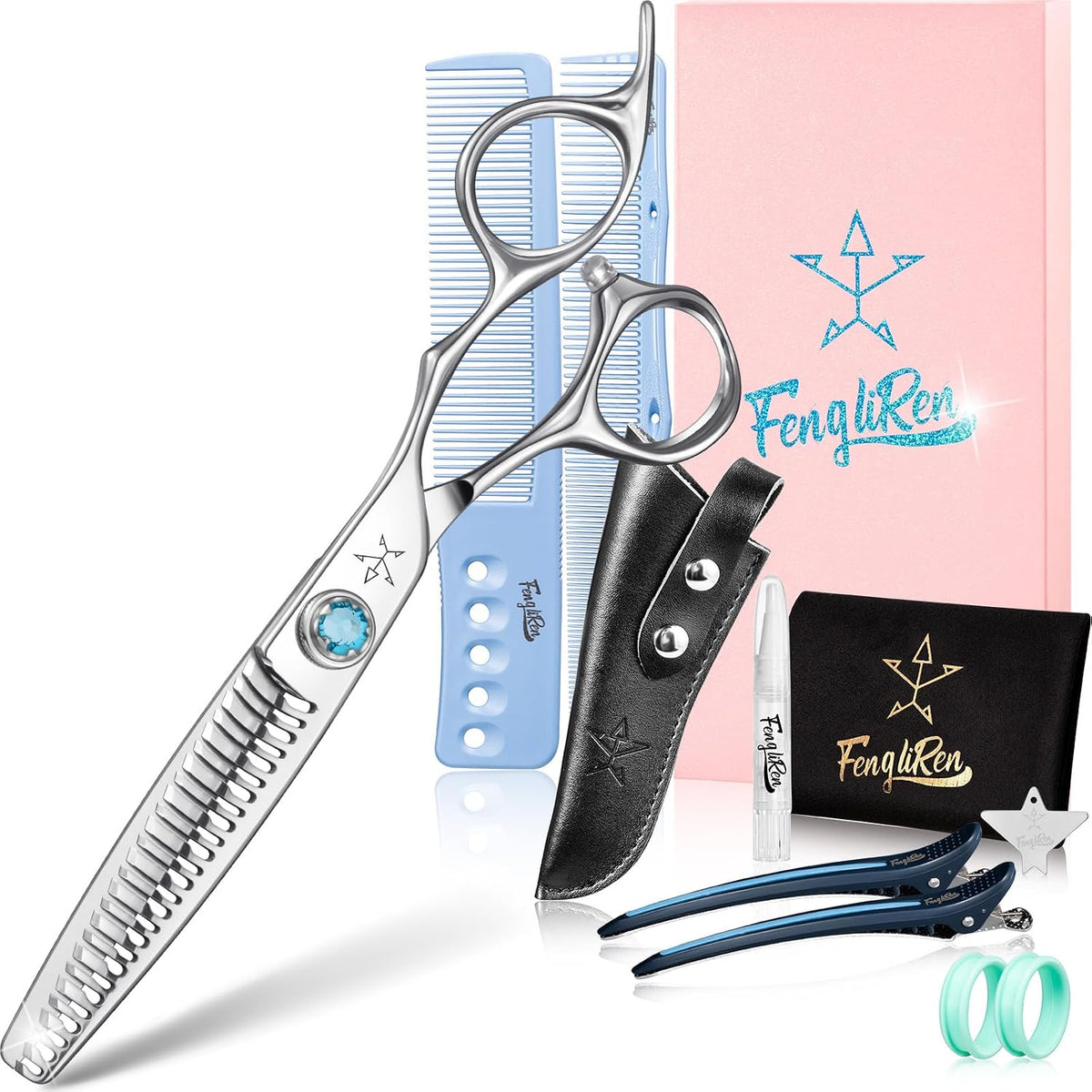 Fengliren Tijeras de adelgazamiento de corte de pelo profesional de...