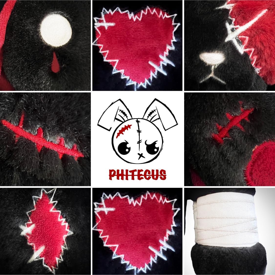 PHITECUS Conejo de peluche espeluznante gótico - Conejo emo aterrad...