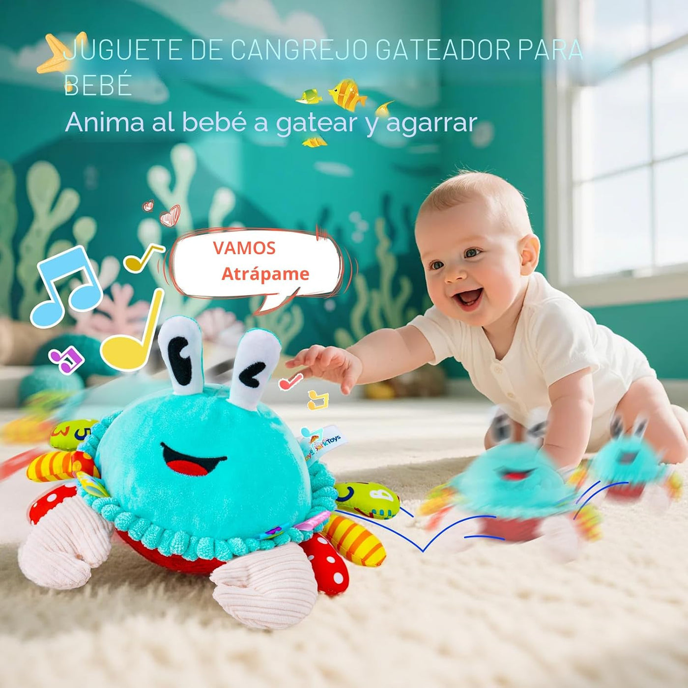 Juguetes para Bebés de 12-18 Meses, Juguete Musical de Cangrejo Gat...
