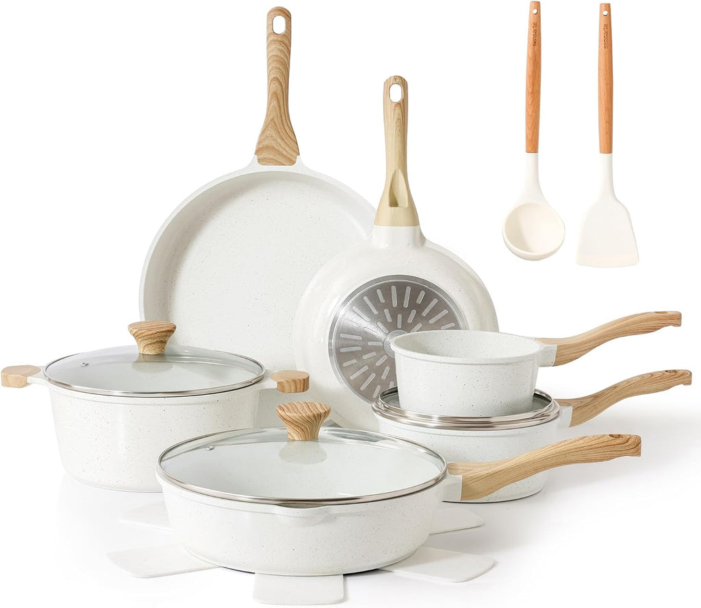 SENSARTE Juego de utensilios de cocina de cerámica antiadherente de...