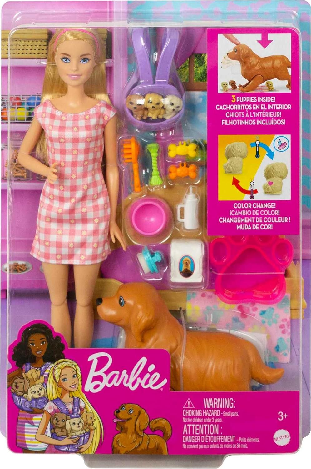 Barbie Set de muñecas y mascotas con mamá perro y cachorros | Cabel...