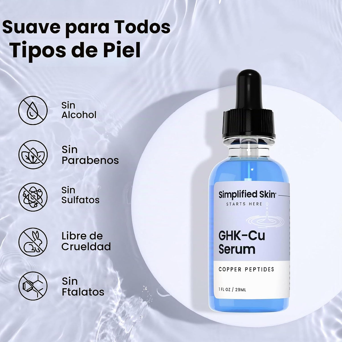 Simplified Skin GHK-Cu Peptide Serum para Anti-Envejecimiento, Cara...