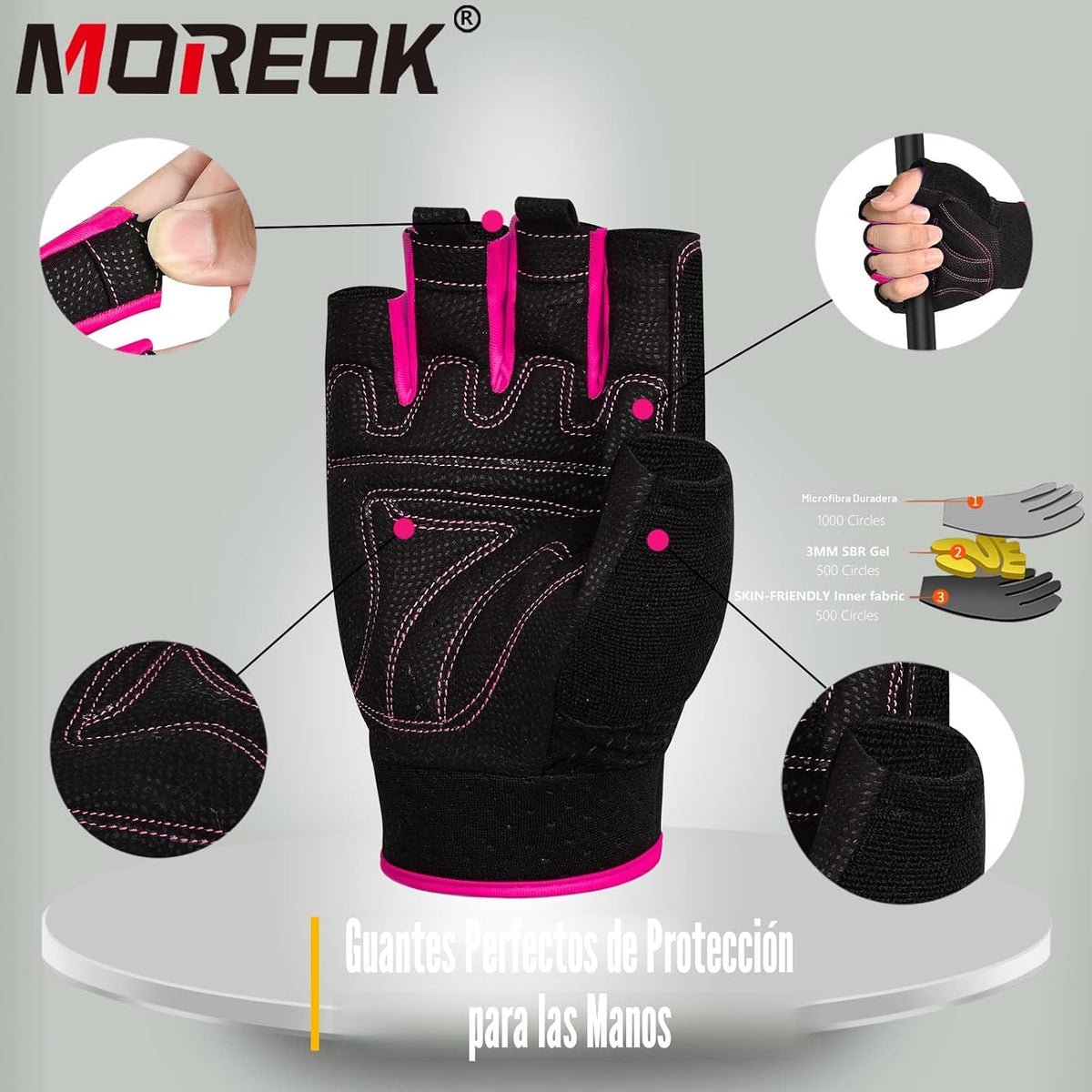 Guantes de entrenamiento MOREOK con acolchado para levantamiento de...