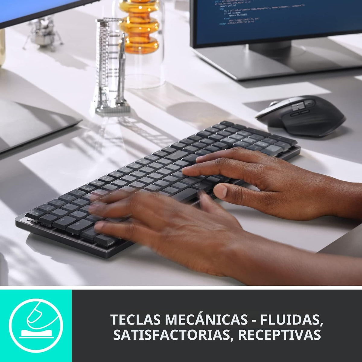 Logitech MX Teclado Inalámbrico Inalámbrico Iluminado Táctil - Graf...