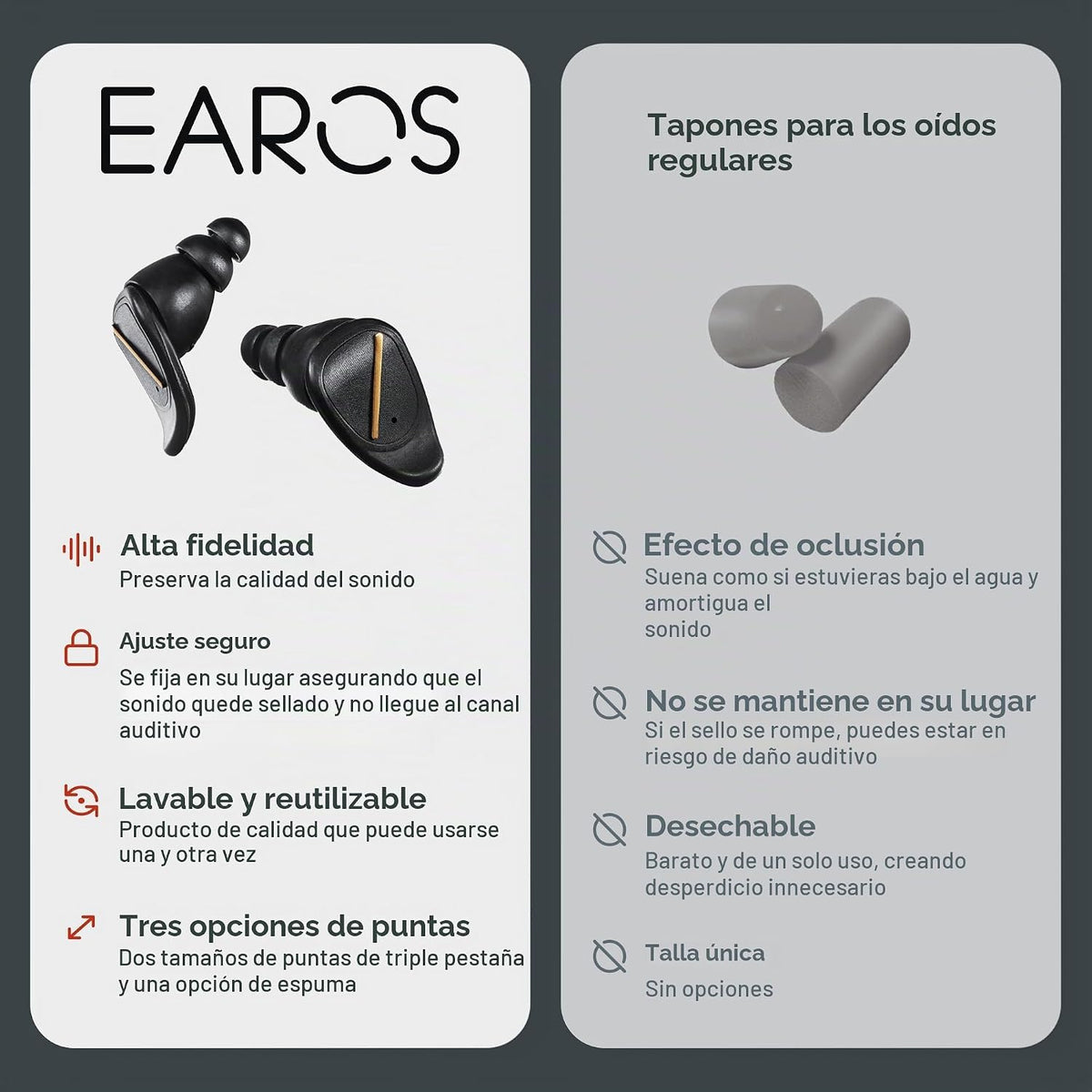 'EAROS ONE' Tapones reutilizables de alta fidelidad de 17 d...