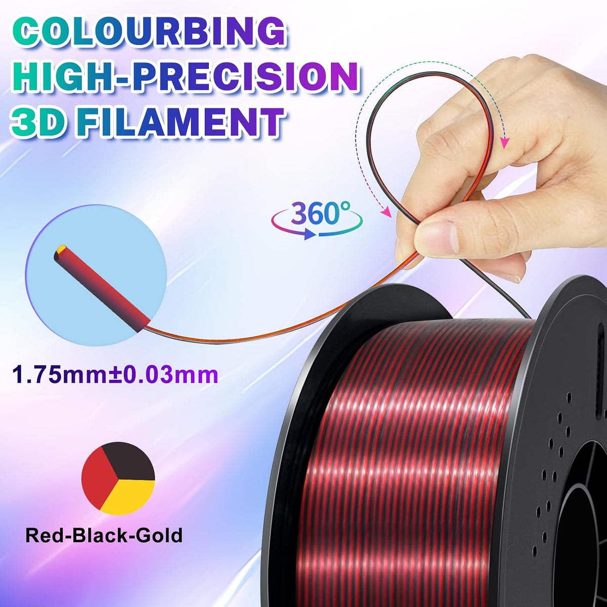 Colourbing Filamento para impresora 3D PLA + de seda tricolor de 0....