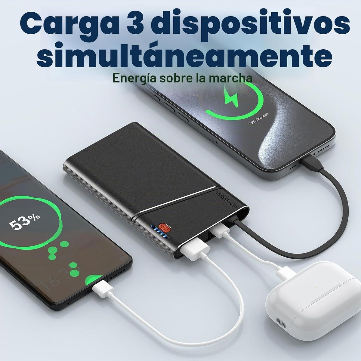 Aaoyun Banco de energía portátil de 10000 mAh, batería de carga ráp...