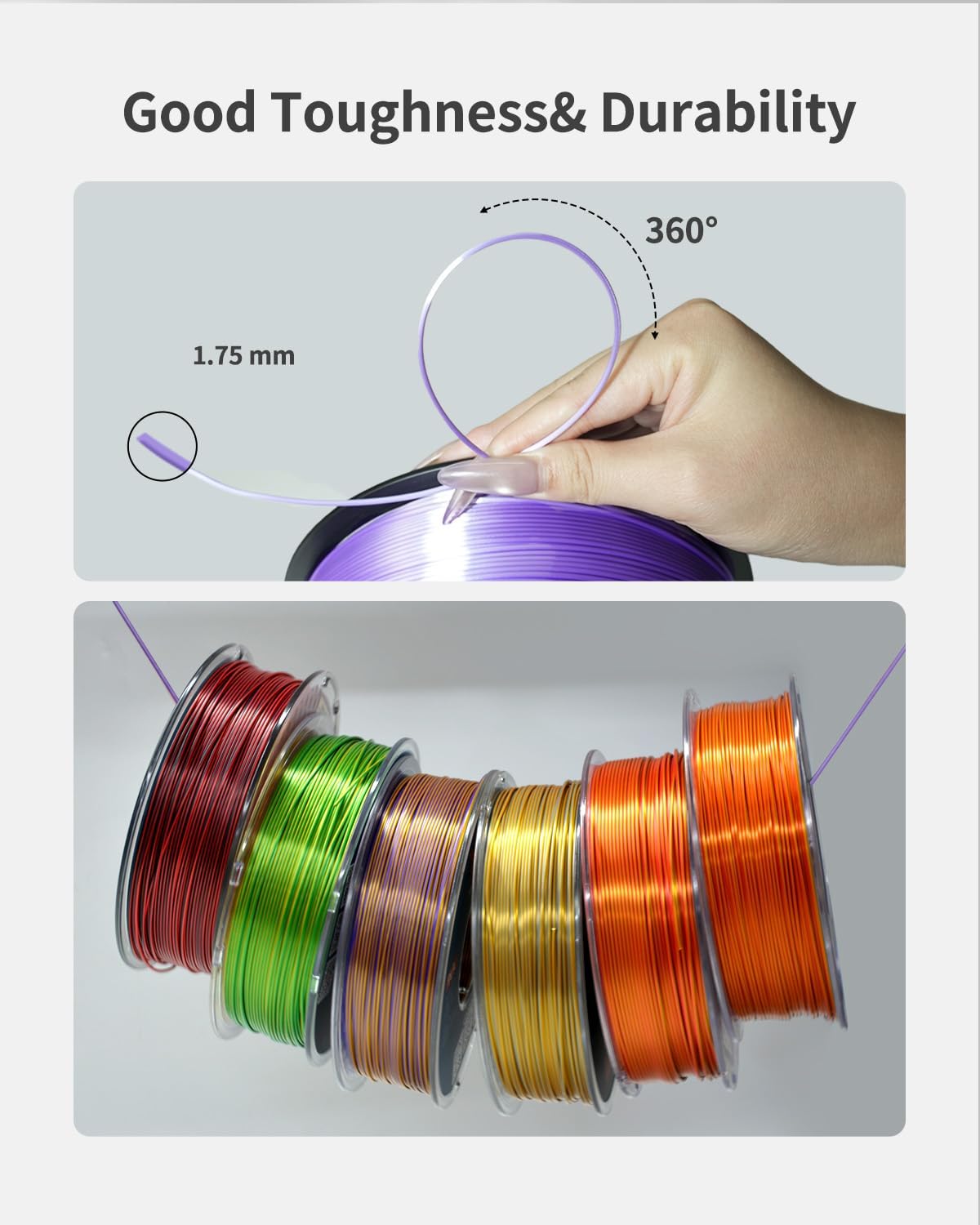XZN Seda PLA Filamento 1.75mm, Filamento Metálico Brillante Púrpura...