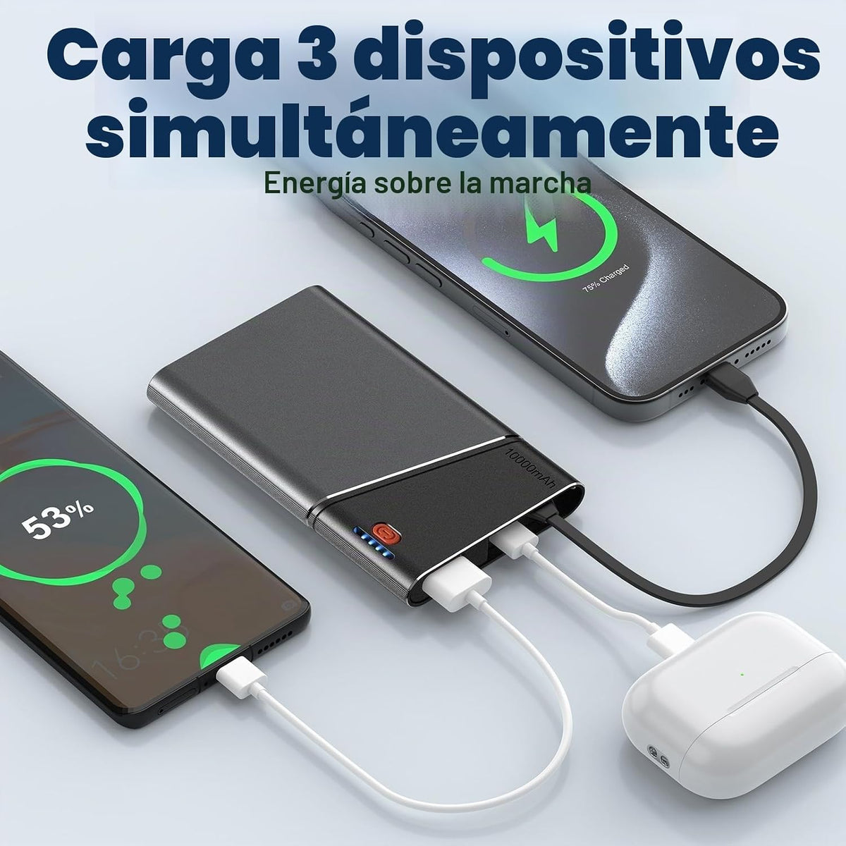 Aaoyun Banco de energía portátil de 10000 mAh, batería de carga ráp...