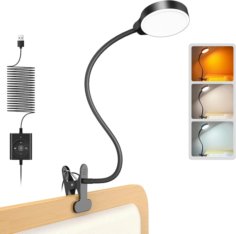 Glocusent Luz de clip de 5 W, 36 luces LED de lectura para cama, lá...