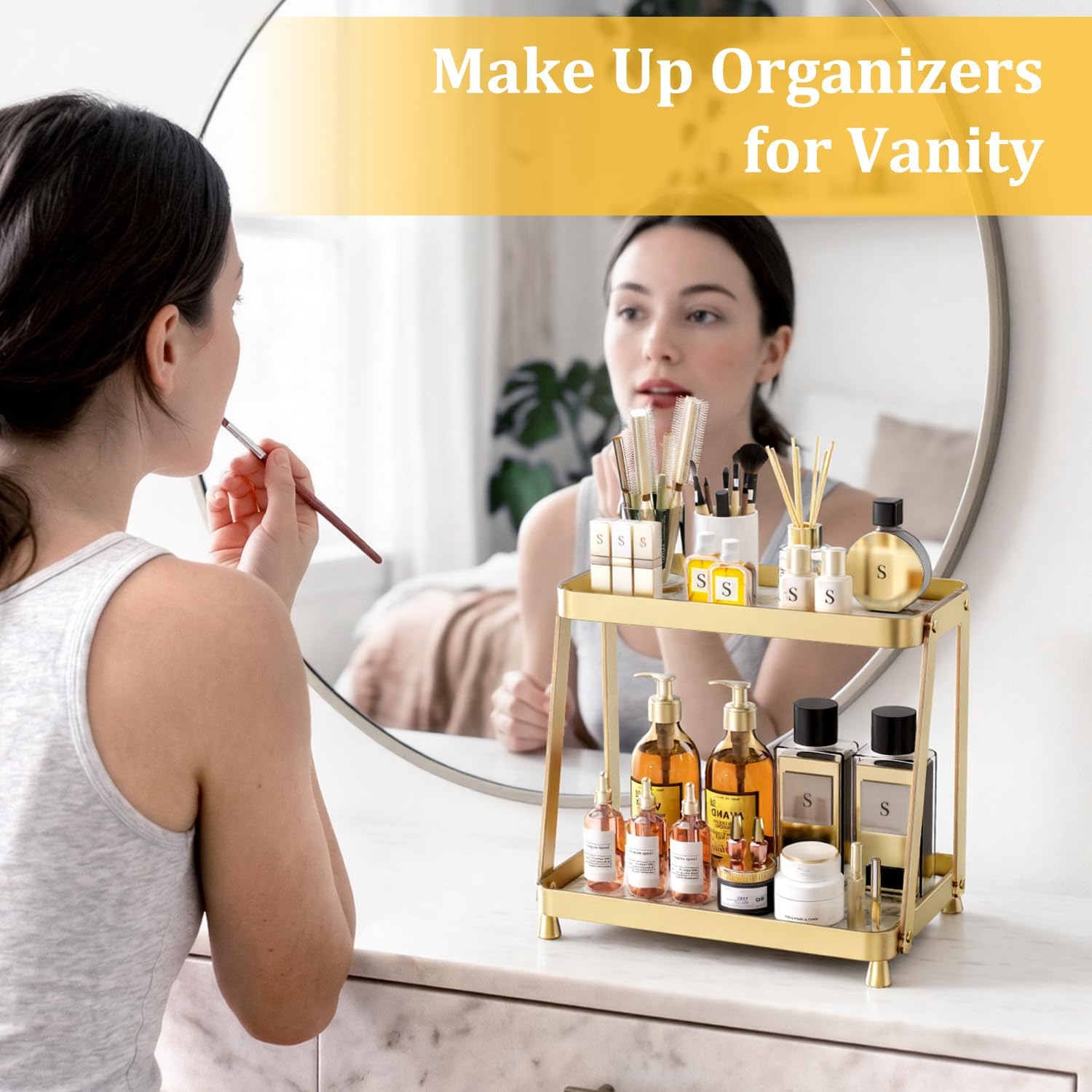 Organizador de mostrador de baño, organizador de maquillaje acrílic...