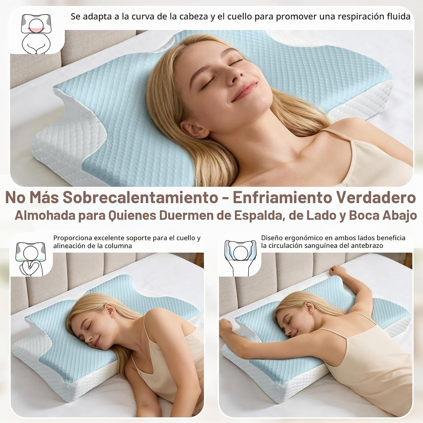 Almohada cervical ergonómica para aliviar el dolor de cuello, almoh...