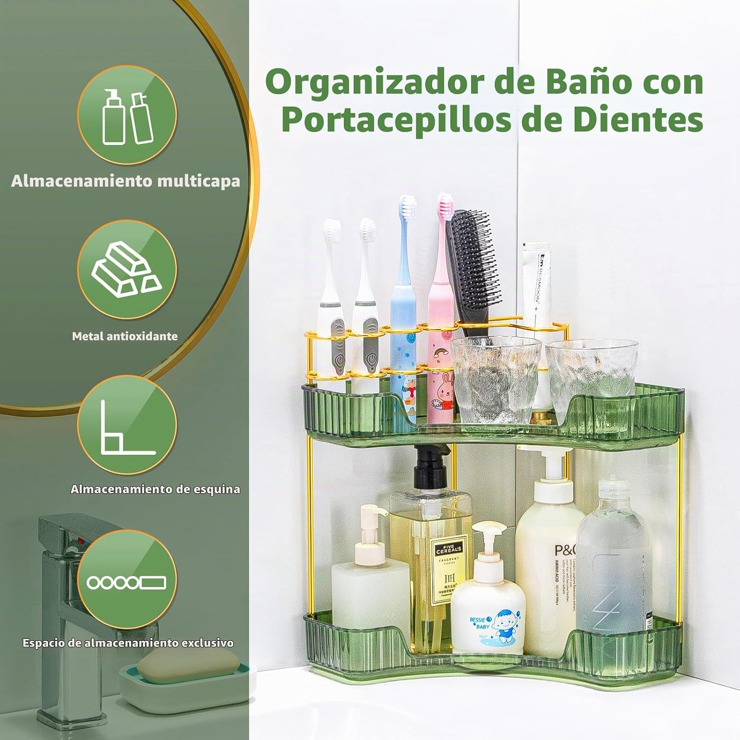 NATURE'S SOURCE Organizador de maquillaje para tocador, organiz...