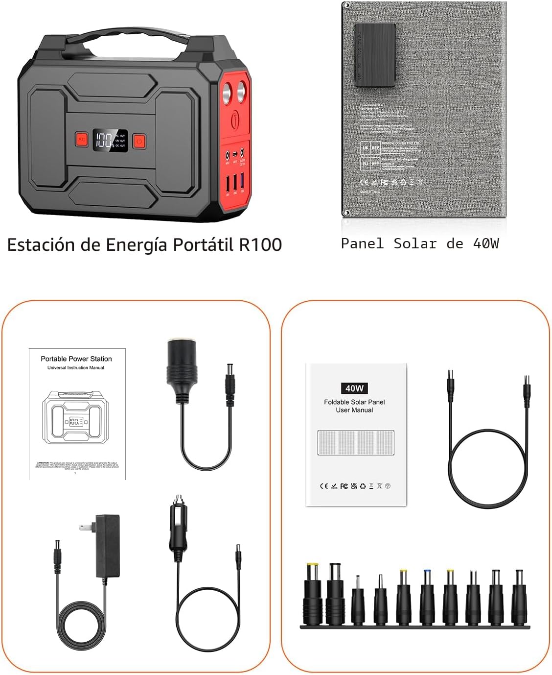 Generador de energía solar, central eléctrica portátil de 100 W con...