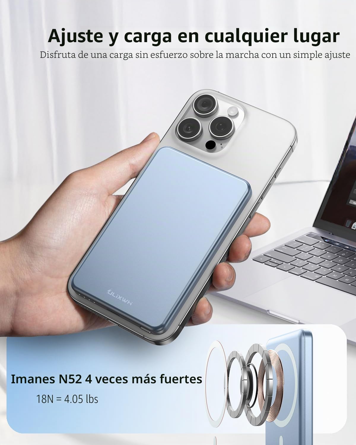 [0.3" Ultra Delgado] [Aleación] ULiXWH para cargador portátil M...