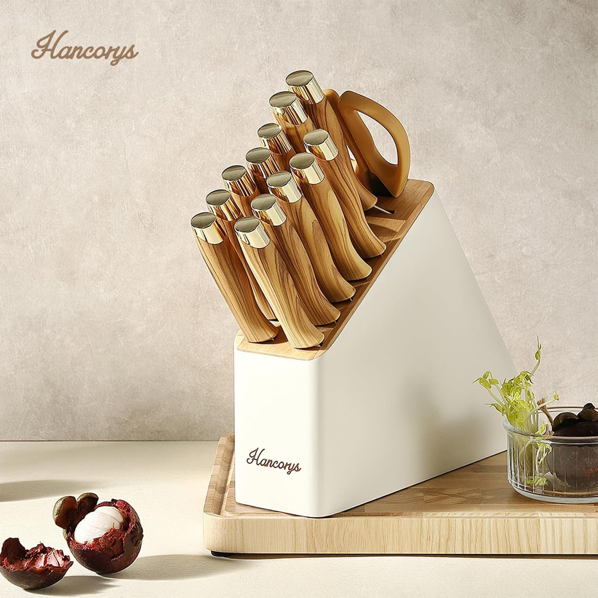 Hancorys Juego de cuchillos, juego de cuchillos de cocina de 15 pie...