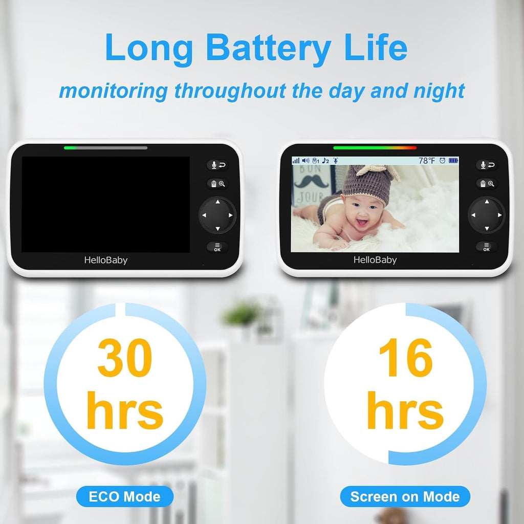 HelloBaby HB6550-2 Monitor para bebés con cámara dual de 5" sin WiF...