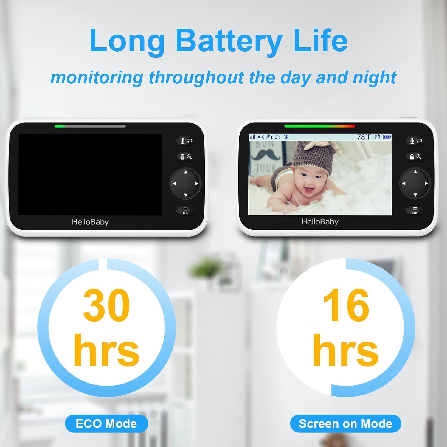 HelloBaby HB6550-2 Monitor para bebés con cámara dual de 5" sin WiF...