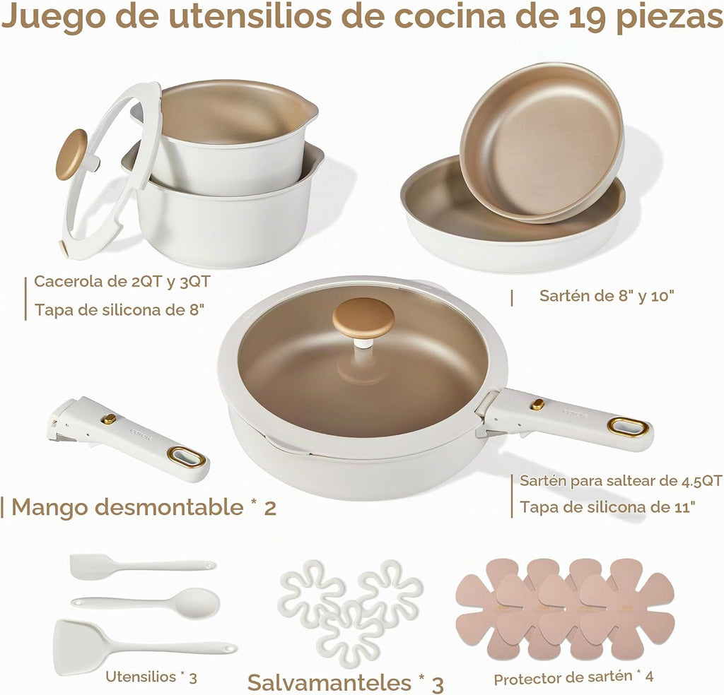 CAROTE Juego de 19 ollas y sartenes, juegos de utensilios de cocina...