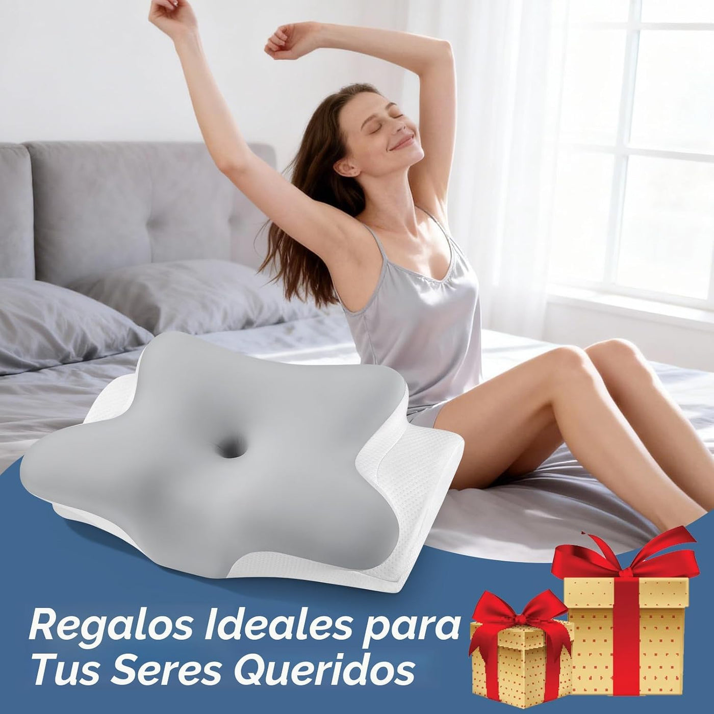 Almohada cervical para el cuello para aliviar el dolor, almohada er...