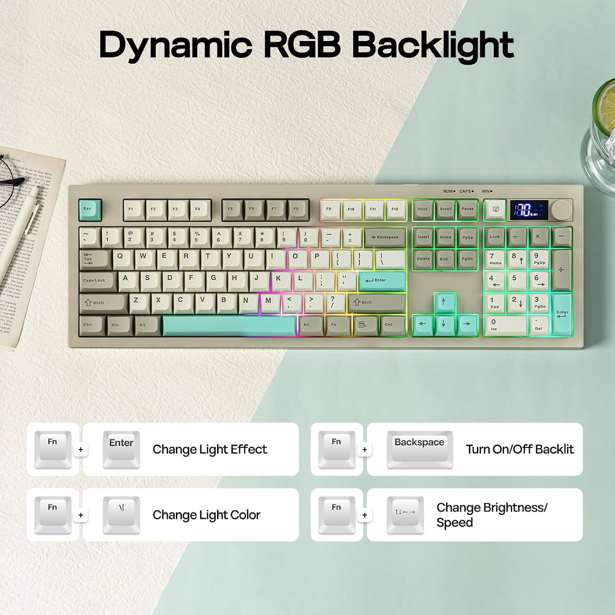 Teclado de membrana para juegos EPOMAKER Aula S102 PRO con pantalla...