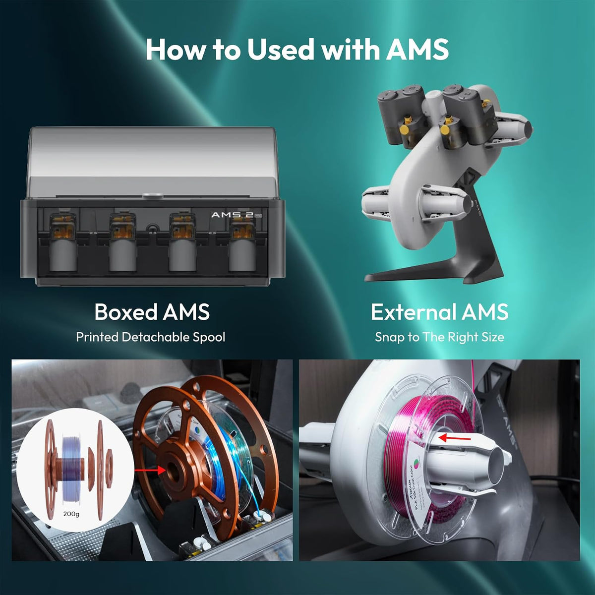 AMOLEN - Paquete de filamentos para impresora 3D PLA que brillan en...