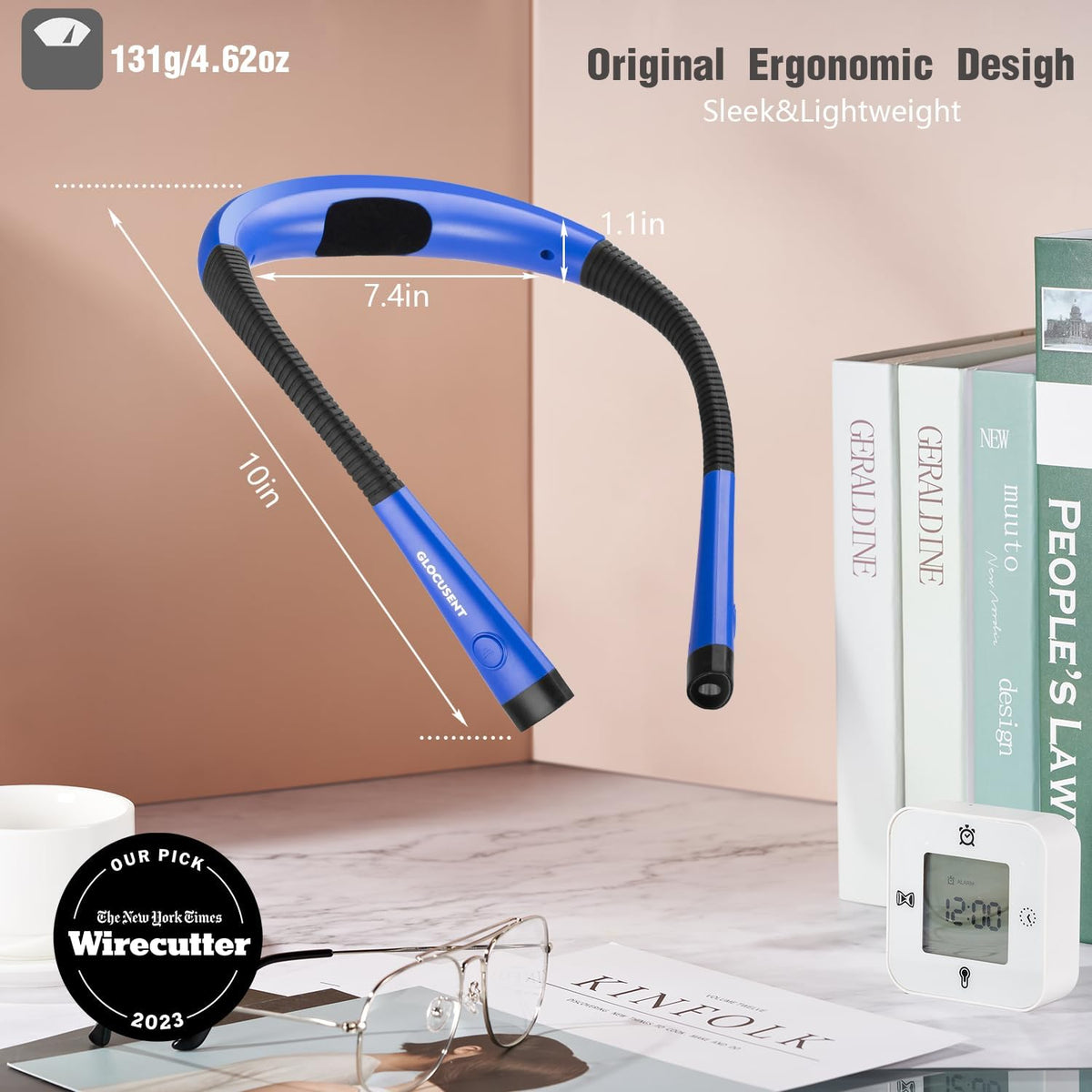 Glocusent Luz LED de lectura para el cuello, luz de libro para leer...