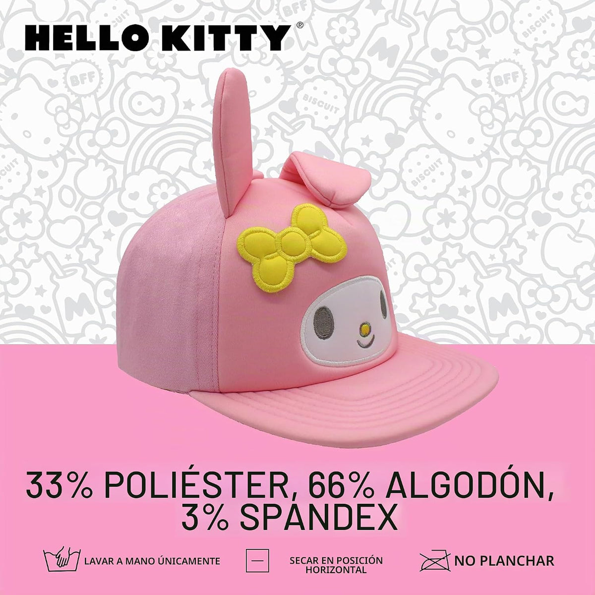 Hello Kitty Gorra de béisbol, gorra Snapback para mujer con ala pla...