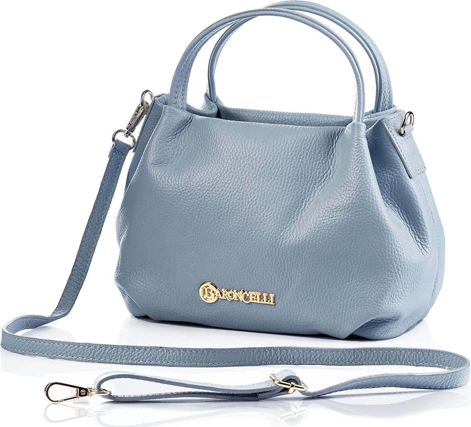 Bandolera Baroncelli de cuero italiano, de piel suave auténtica de tamaño mediano
