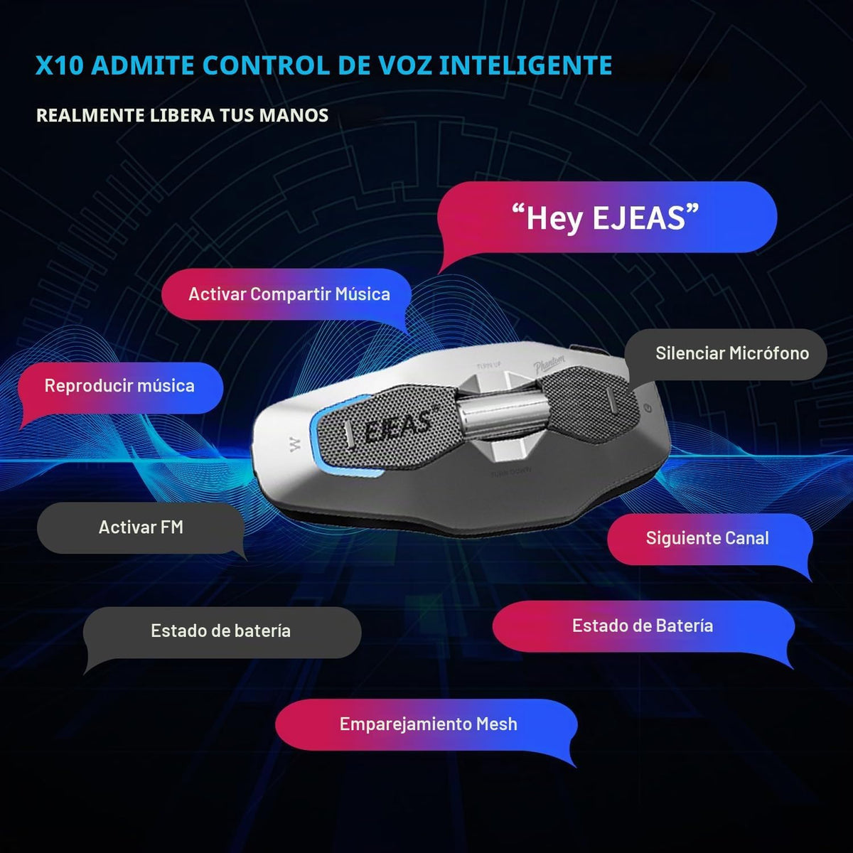 iSunergy X10 - Auriculares Bluetooth para casco de motocicleta, int...