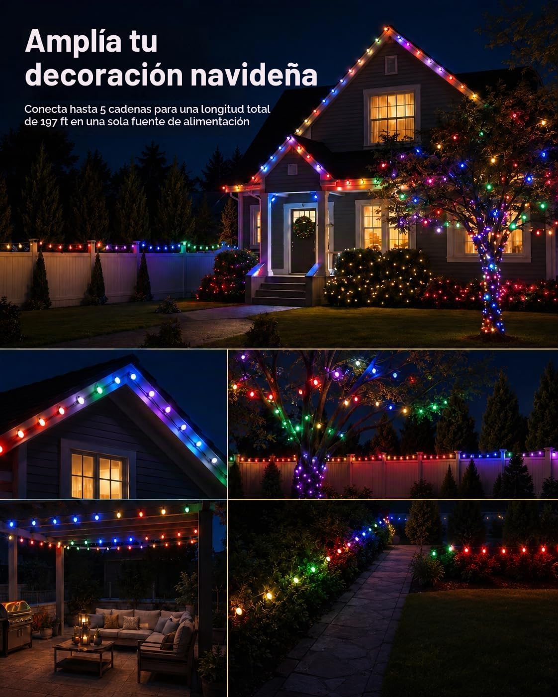 118FT 150LED Smart C9 luces de Navidad al aire libre, luz de cadena...